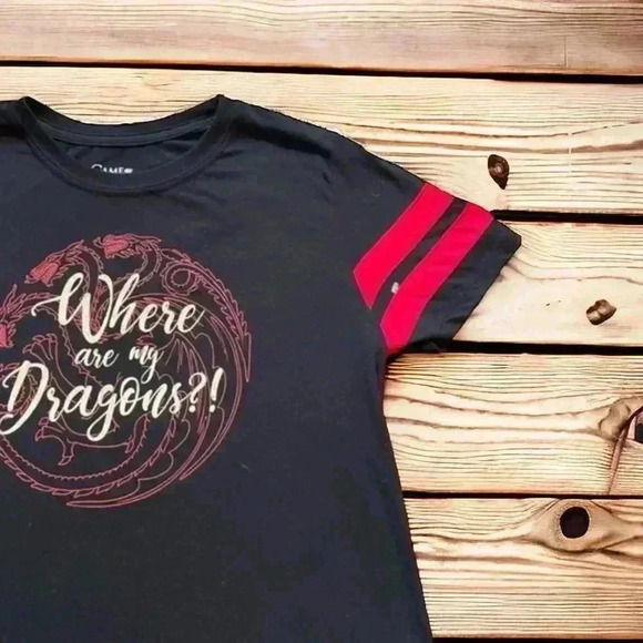 Game of Thrones “Where Are Mu Dragons” Size Medium Black and Red T-Shirt. - Picture 2 of 2